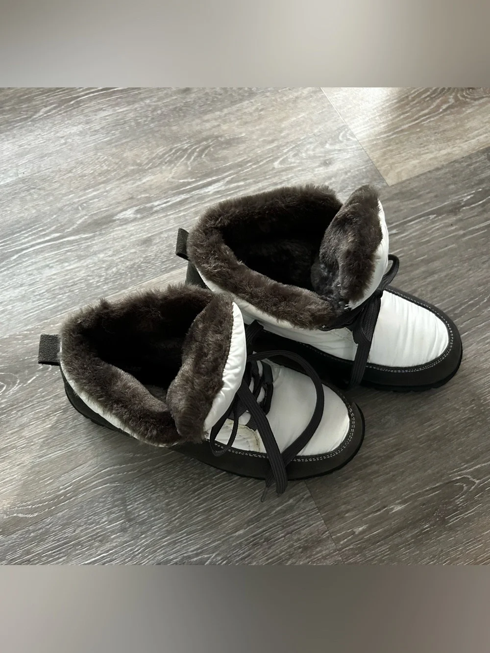 Wanderlust White and Brown Faux-Fur Trim Winter Ankle Boots